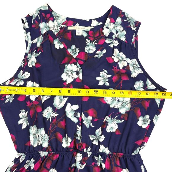 41 Hawthorn Floral Dress Casual Work Weekend Fit & Flare Elastic Waist Purple L - Picture 7 of 13